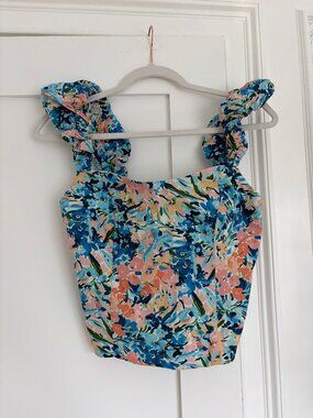 NWT Abercrombie & Fitch Colorful Floral Tank // Scrunch Strap Blouse